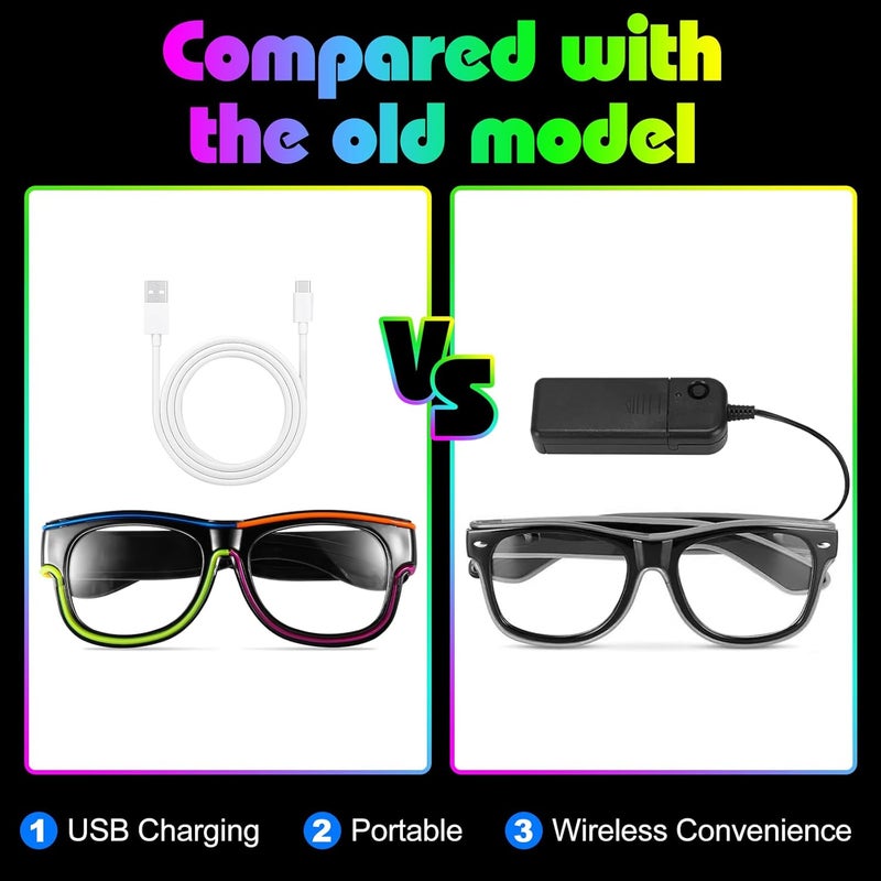 Xgood LED Glasses Multi-Color (8 Colors) Light Up Glasses w/o Wires Neon Glow Glasses for KTV, EDM, Rave Parties and Cosplay - Image 4